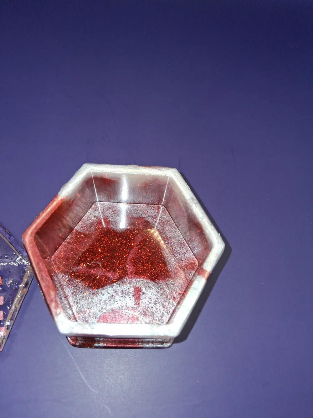 Hexagonal Trinket Box with Red 'LOVE' Design